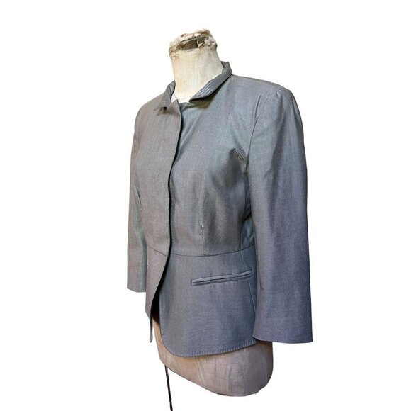 MaxMara Wool Silk Peplum Jacket Silver Gray Size 8 SMALL - Picture 3 of 11